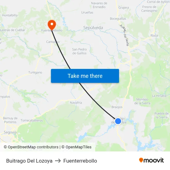 Buitrago Del Lozoya to Fuenterrebollo map