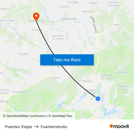 Puentes Viejas to Fuenterrebollo map