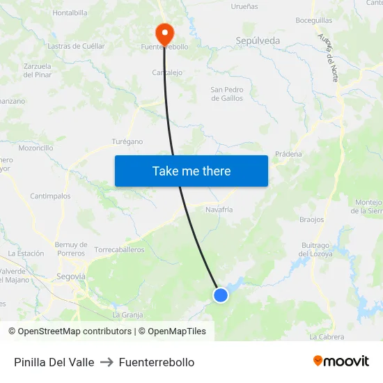 Pinilla Del Valle to Fuenterrebollo map