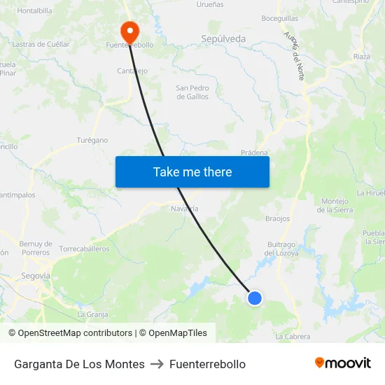 Garganta De Los Montes to Fuenterrebollo map