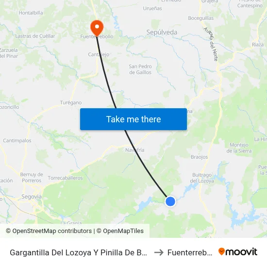 Gargantilla Del Lozoya Y Pinilla De Buitrago to Fuenterrebollo map