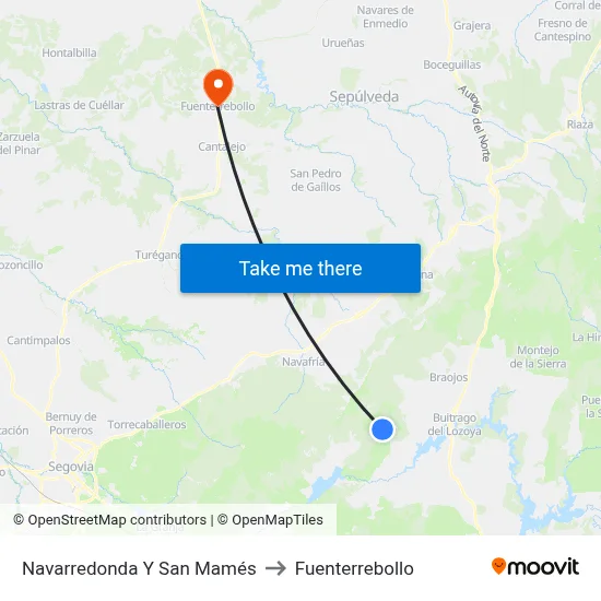 Navarredonda Y San Mamés to Fuenterrebollo map