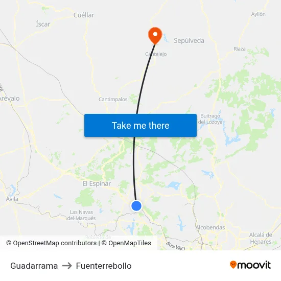 Guadarrama to Fuenterrebollo map