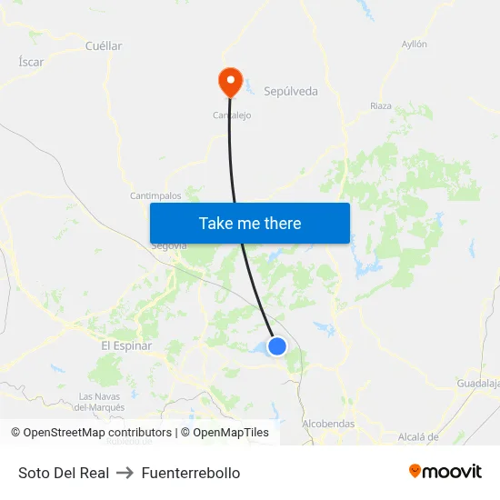 Soto Del Real to Fuenterrebollo map