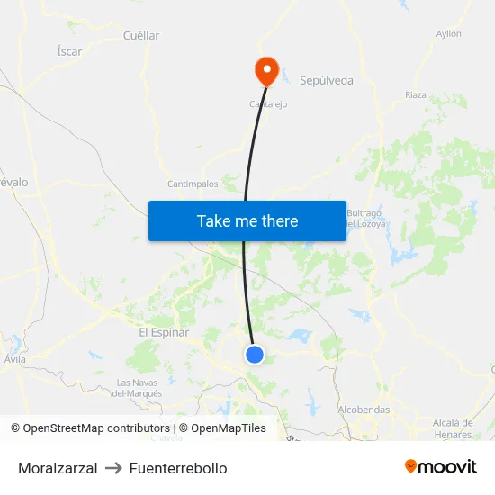Moralzarzal to Fuenterrebollo map