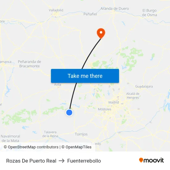 Rozas De Puerto Real to Fuenterrebollo map
