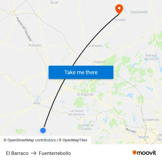 El Barraco to Fuenterrebollo map