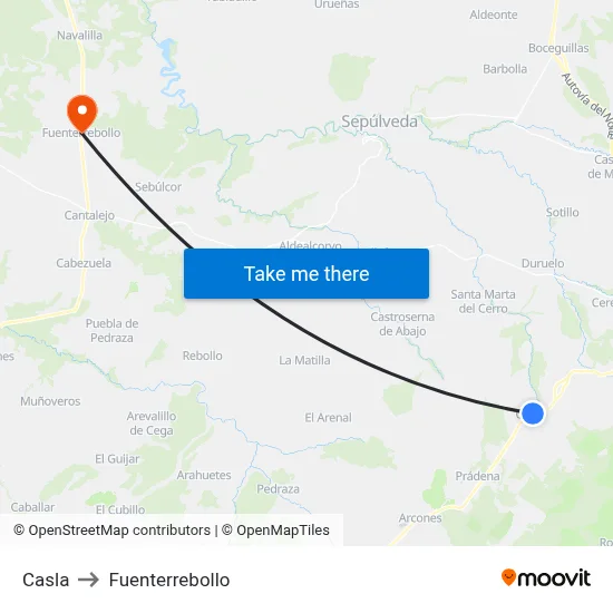 Casla to Fuenterrebollo map