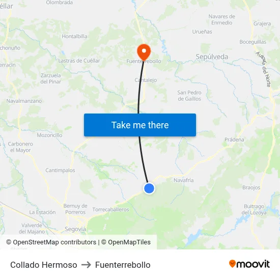 Collado Hermoso to Fuenterrebollo map