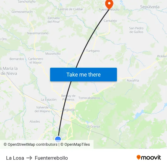 La Losa to Fuenterrebollo map
