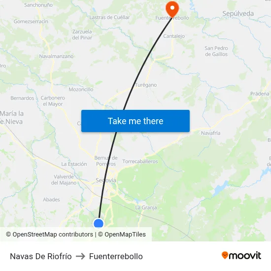 Navas De Riofrío to Fuenterrebollo map