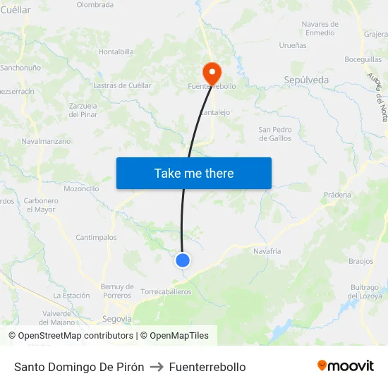 Santo Domingo De Pirón to Fuenterrebollo map