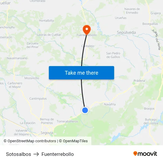 Sotosalbos to Fuenterrebollo map