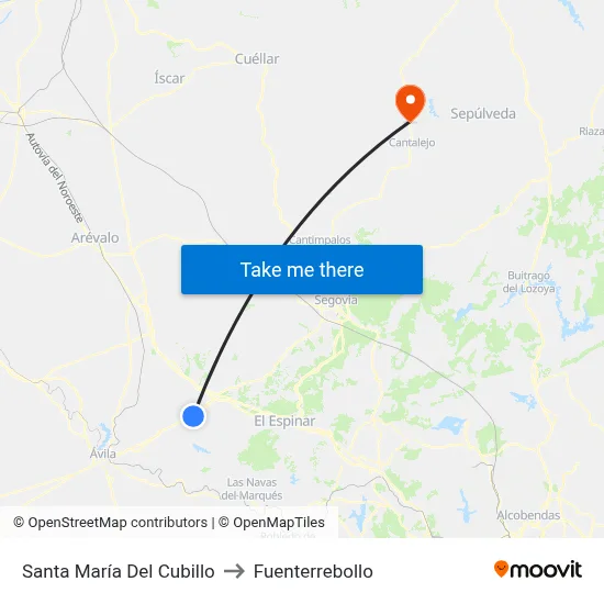 Santa María Del Cubillo to Fuenterrebollo map
