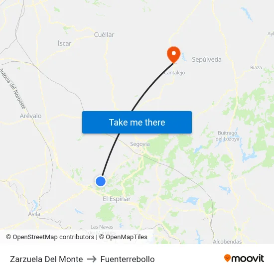 Zarzuela Del Monte to Fuenterrebollo map