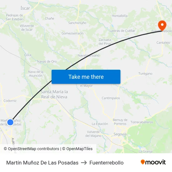 Martín Muñoz De Las Posadas to Fuenterrebollo map
