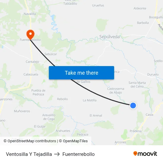 Ventosilla Y Tejadilla to Fuenterrebollo map