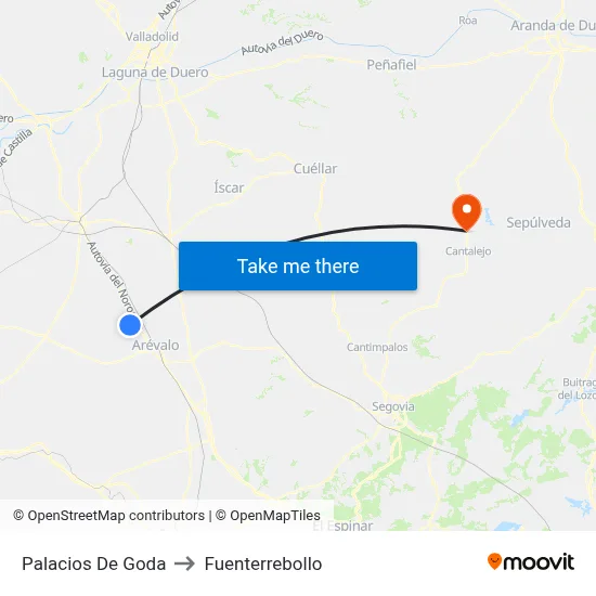 Palacios De Goda to Fuenterrebollo map