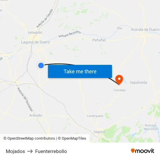 Mojados to Fuenterrebollo map