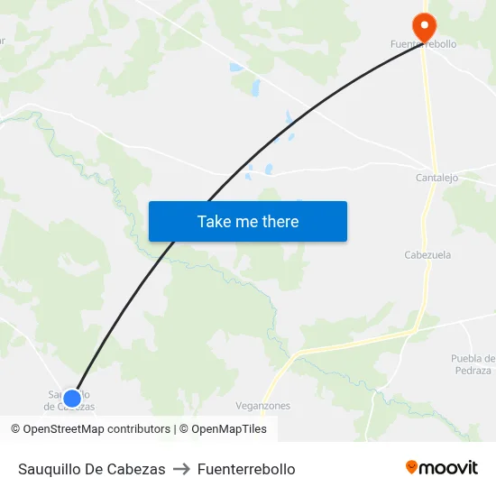 Sauquillo De Cabezas to Fuenterrebollo map
