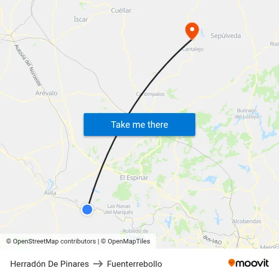 Herradón De Pinares to Fuenterrebollo map