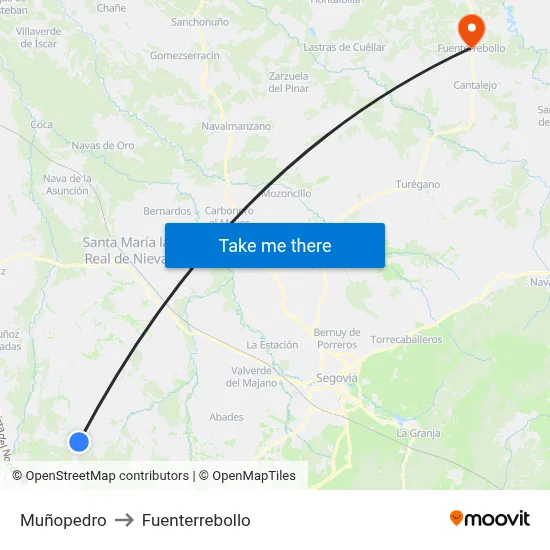 Muñopedro to Fuenterrebollo map