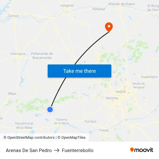 Arenas De San Pedro to Fuenterrebollo map