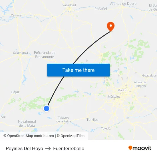 Poyales Del Hoyo to Fuenterrebollo map