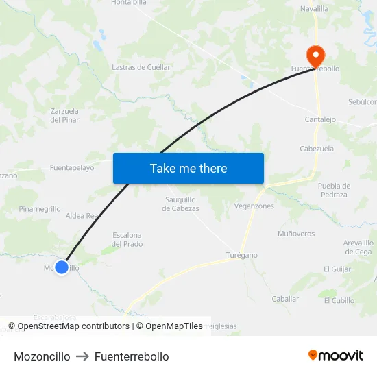Mozoncillo to Fuenterrebollo map