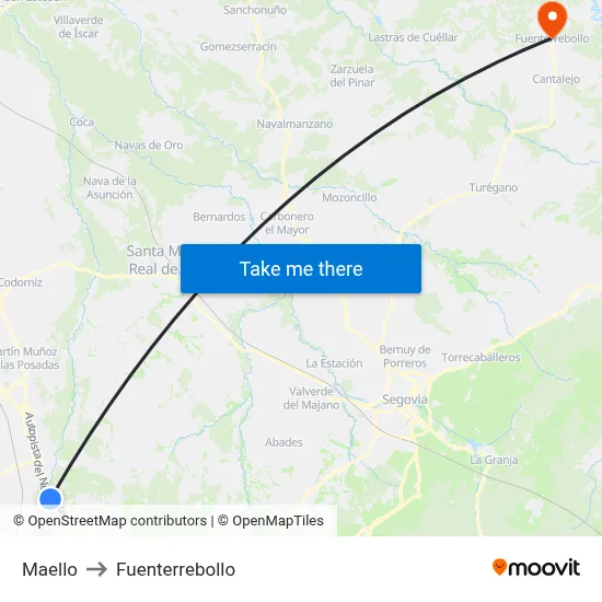 Maello to Fuenterrebollo map