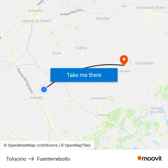 Tolocirio to Fuenterrebollo map
