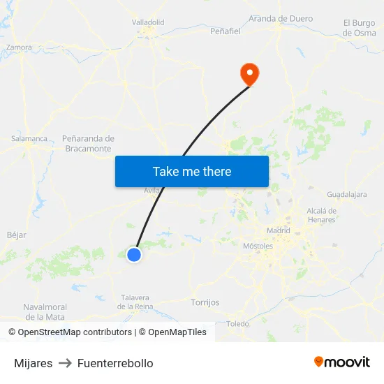 Mijares to Fuenterrebollo map