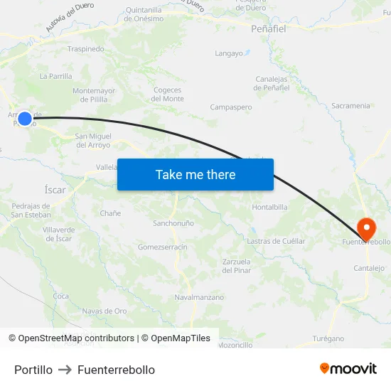 Portillo to Fuenterrebollo map