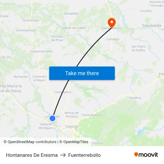 Hontanares De Eresma to Fuenterrebollo map