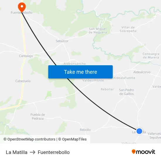 La Matilla to Fuenterrebollo map