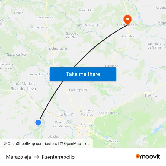 Marazoleja to Fuenterrebollo map