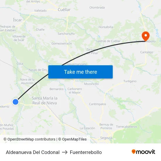 Aldeanueva Del Codonal to Fuenterrebollo map