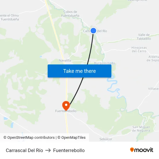 Carrascal Del Río to Fuenterrebollo map