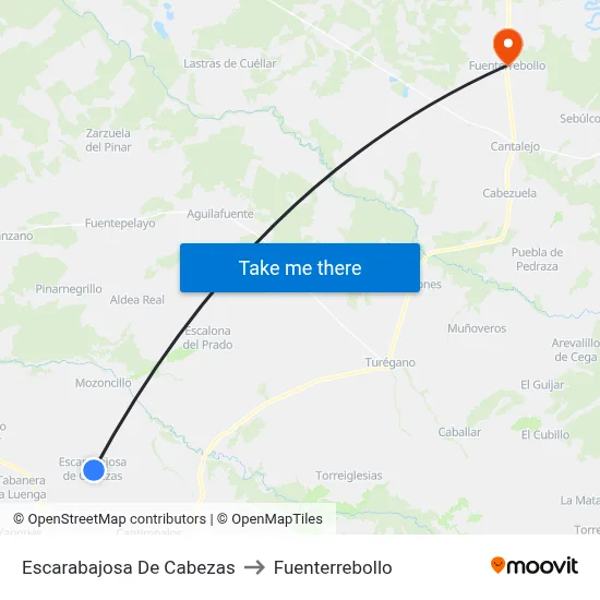 Escarabajosa De Cabezas to Fuenterrebollo map