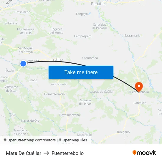Mata De Cuéllar to Fuenterrebollo map