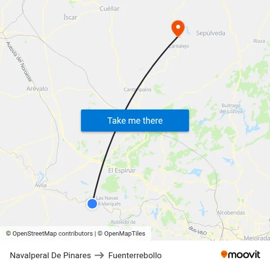 Navalperal De Pinares to Fuenterrebollo map