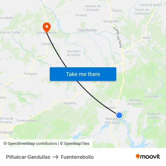 Piñuécar-Gandullas to Fuenterrebollo map