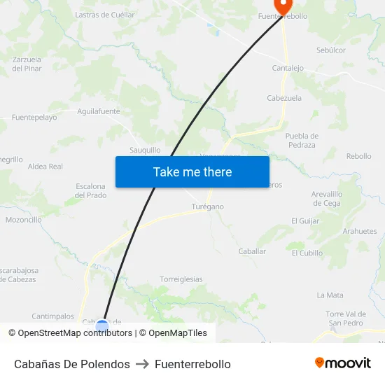 Cabañas De Polendos to Fuenterrebollo map
