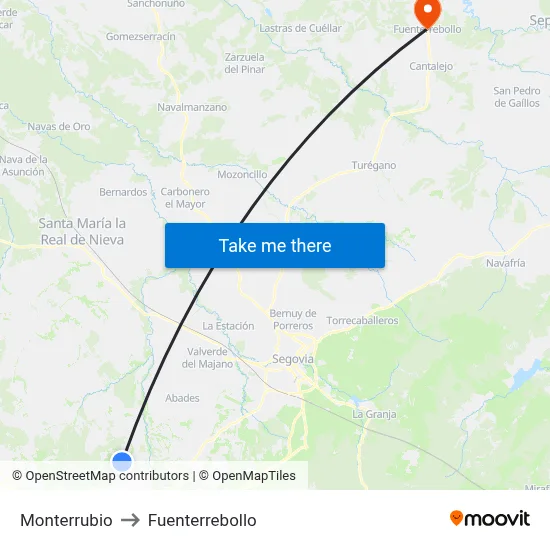 Monterrubio to Fuenterrebollo map