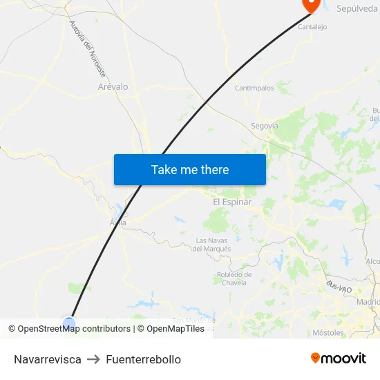 Navarrevisca to Fuenterrebollo map