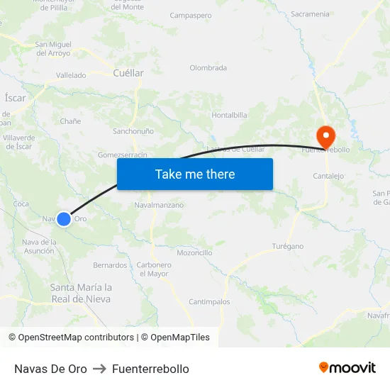 Navas De Oro to Fuenterrebollo map