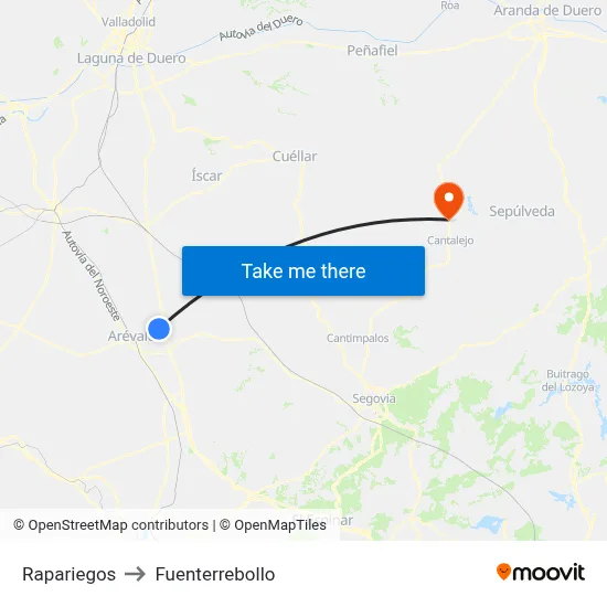 Rapariegos to Fuenterrebollo map