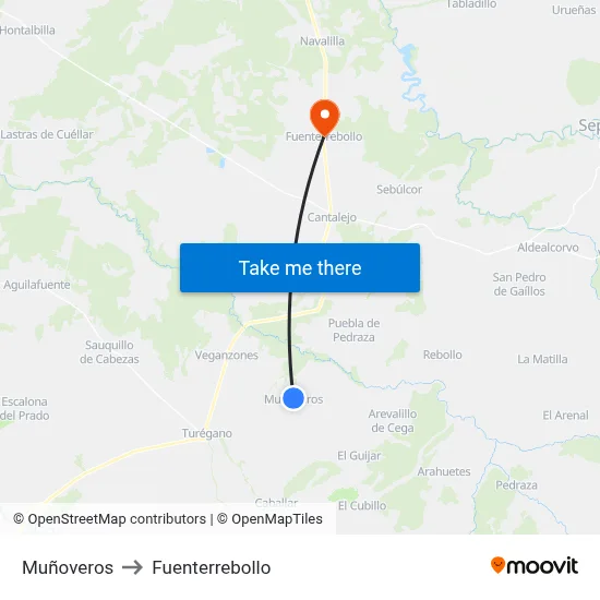Muñoveros to Fuenterrebollo map