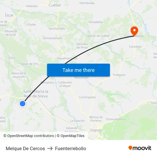 Melque De Cercos to Fuenterrebollo map