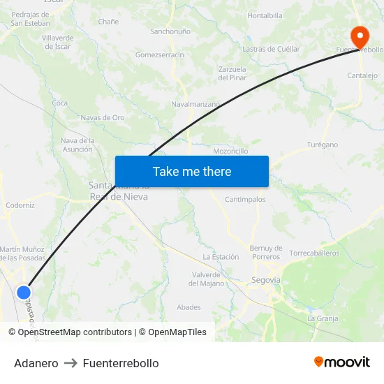 Adanero to Fuenterrebollo map